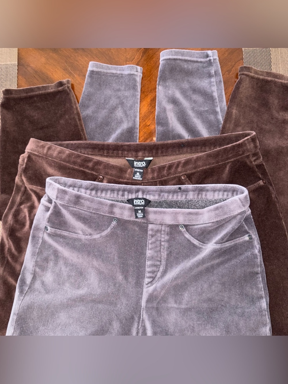 INTRO CORDUROY PULL ON Stretch Pant Brown XL & Gray M (set)